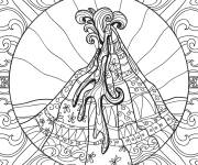 Coloriage Image de Volcan en Zentangle