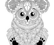 Coloriage et dessins gratuit koala potel&eacute; style zentangle difficile à imprimer
