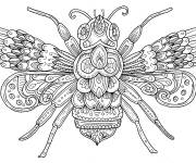 Coloriage libellule en vol style zentangle