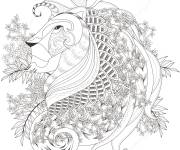 Coloriage Lion zentangle difficile