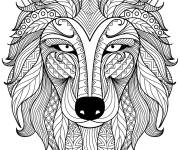 Coloriage Loup Zentangle adulte