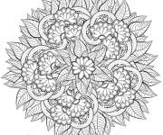 Coloriage Mandala en fleurs abstraites en Zentangle