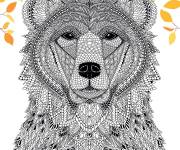 Coloriage Ours en forme de feuille d&rsquo;automne Zentangle
