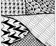 Coloriage Pattern Zentangle en noir et blanc adulte
