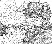 Coloriage Paysage abstrait difficile