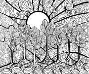 Coloriage Paysage de la foret Zentangle