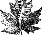 Coloriage Pr&eacute;sentation zentangle d'une feuille