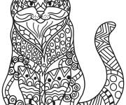 Coloriage Profile de chat zentangle