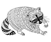 Coloriage et dessins gratuit Raton laveur zentangle &agrave; motifs à imprimer