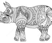 Coloriage Rhino adulte Zentangle