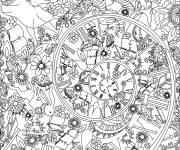 Coloriage Scene d'Alice et la lampe merveilleuse zentangle