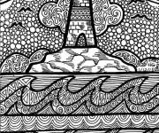 Coloriage Sc&egrave;ne maritime Zentangle