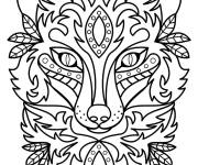 Coloriage T&ecirc;te de renard motif tribal 