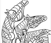 Coloriage Troupe de chevaux Zentangle