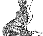 Coloriage Un loup qui hurle zentangle