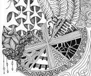 Coloriage Zentangle abstrait &agrave; motifs fantastiques adultes