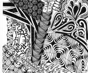 Coloriage Zentangle abstrait en noir et blanc