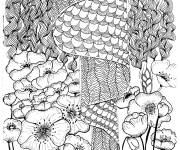 Coloriage Zentangle adulte de la nature