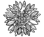 Coloriage Zentangle adulte en forme de feuilles