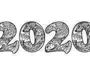 Coloriage Zentangle ann&eacute;e 2020