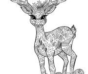 Coloriage Zentangle Cerf pour la f&ecirc;te de Noel