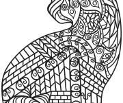 Coloriage Zentangle chat en mod&egrave;le