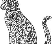Coloriage Zentangle chat vue de gauche