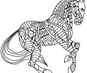Coloriage Zentangle Cheval &agrave; longue queue
