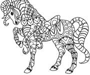 Coloriage Zentangle cheval &agrave; patte en l'air