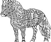 Coloriage Zentangle Cheval debout