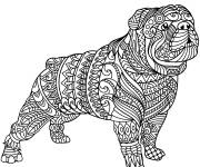 Coloriage Zentangle chien Bulldog