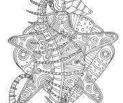 Coloriage Zentangle d'Hippocampe et d'&eacute;toile de mer