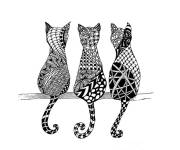 Coloriage et dessins gratuit Zentangle illustration de Trois chats à imprimer