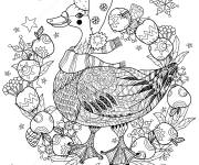 Coloriage Zentangle Oie de No&euml;l