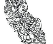 Coloriage et dessins gratuit Zentangle plume à imprimer
