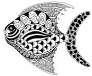 Coloriage et dessins gratuit Zentangle poisson 3d à imprimer