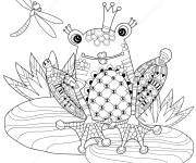 Coloriage Zentangle Prince Grenouille adulte