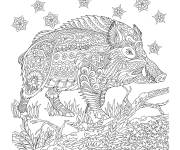 Coloriage Zentangle Sanglier