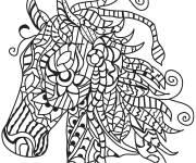 Coloriage Zentangle T&ecirc;te de beau cheval avec des motifs difficiles
