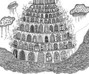 Coloriage Zentangle Tour de babel