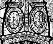 Coloriage zentangle Tour de l'horloge