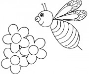 Coloriage et dessins gratuit Abeille et Fleurs en Printemps à imprimer