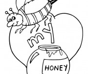 Coloriage Abeille et Le Miel pour enfant