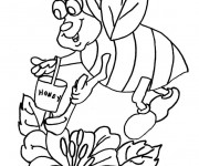 Coloriage Abeille et Miel en couleur