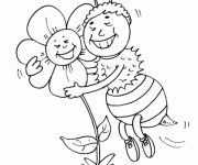 Coloriage Abeille et Rose en amour