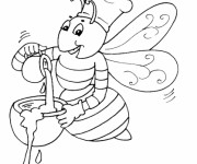 Coloriage Abeille prépare le Miel