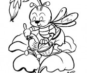 Coloriage Abeille qui travaille sur La Rose