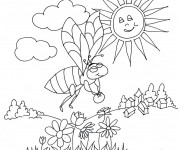 Coloriage Abeille sous le soleil