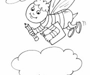 Coloriage Abeille va à l'école