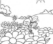 Coloriage Abeilles au travail